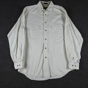 Eddie Bauer Button Down Mens M Rufton Twill Cream Long Sleeve Utility EUC
